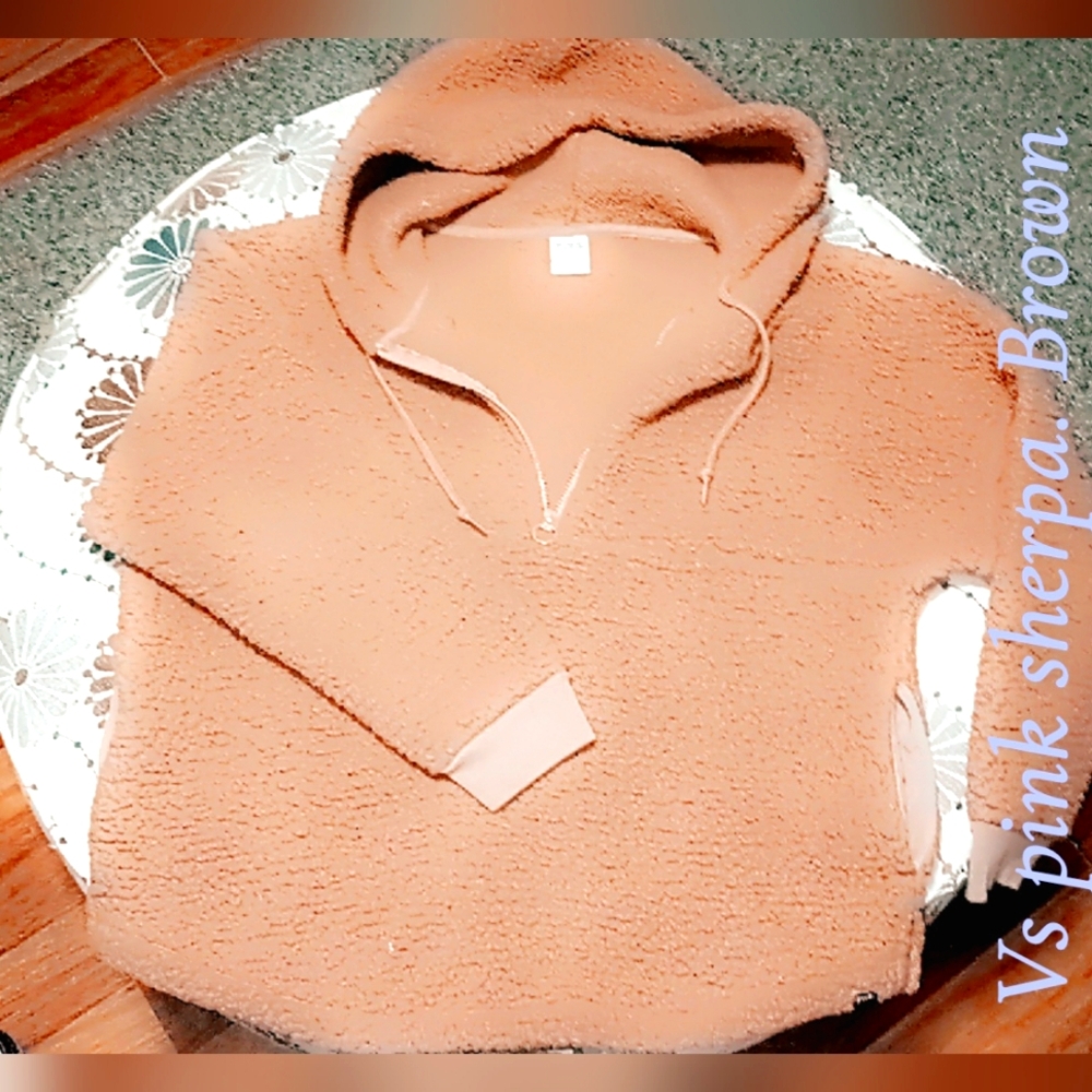 PINK Victoria's Secret Brown Sherpa Hoodie